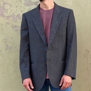 Marzotto x Claiborne Luxe Men’s Blazer Extrafine Merino Wool Pinstripe gray 40R